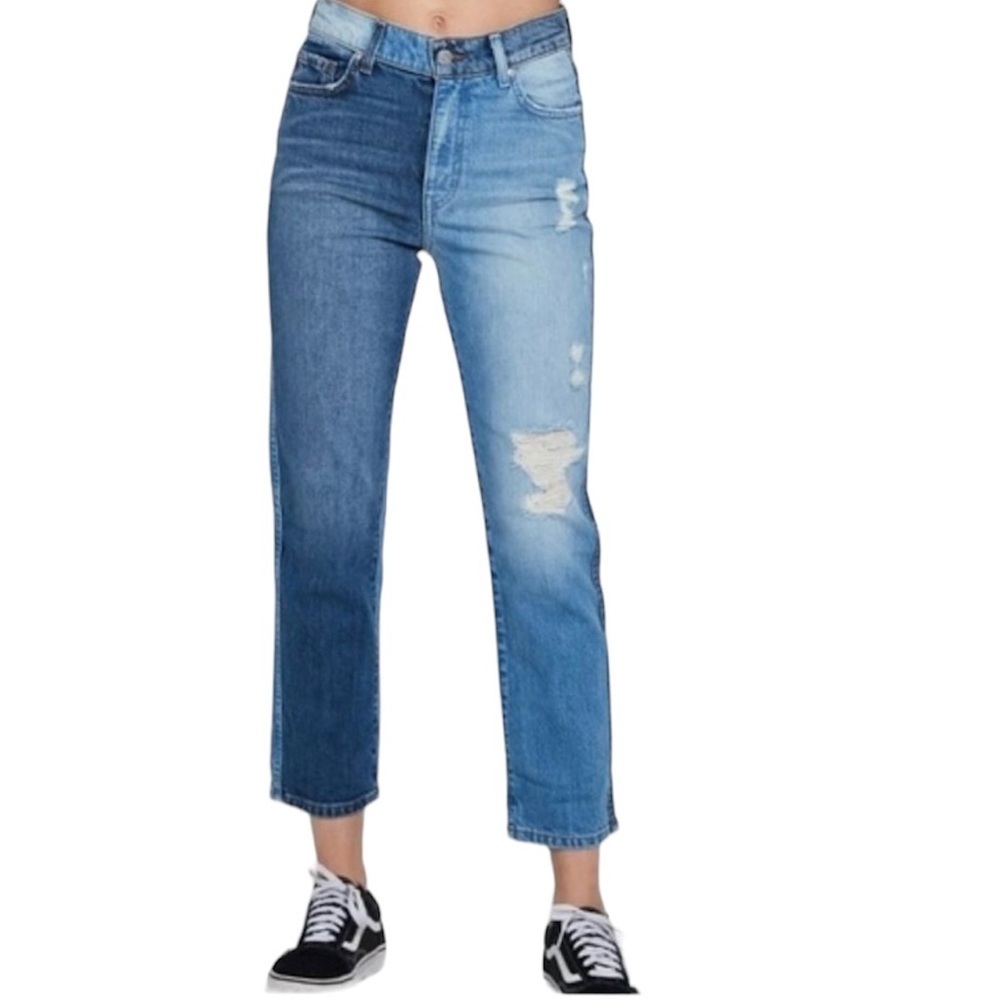 REVICE Two Toned Blue Jeans With Knee Rip Size 28